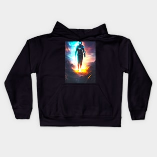 Human/Alien War - Decorated Battlefield Warrior - AI Generated Sci Fi Concept Art - Kids Hoodie